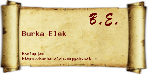 Burka Elek névjegykártya